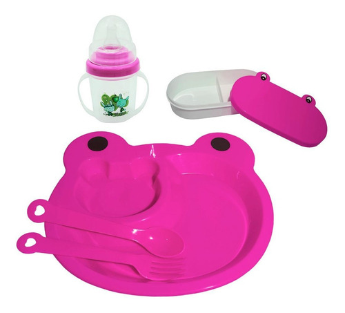 Set Plato Bebe + Vasorbito + Lunchera + Cubiertos Set Infant