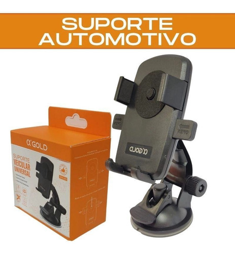 Suporte Veicular Universal Carros 360 Graus Com Ventosa Cor Preto