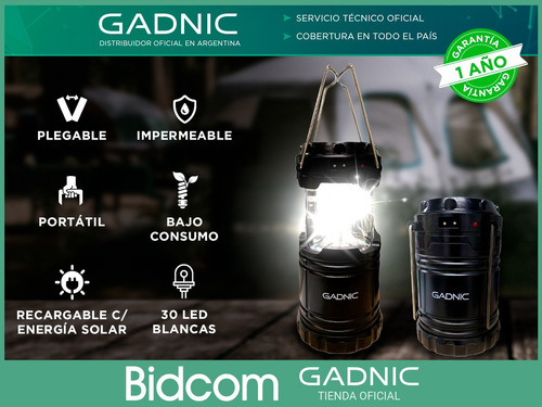 Farol Luz Led Solar Campamento Extensible Gadnic Recargable