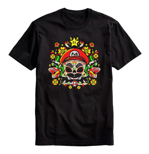 Playera Día De Muertos Mario Efecto Bordado