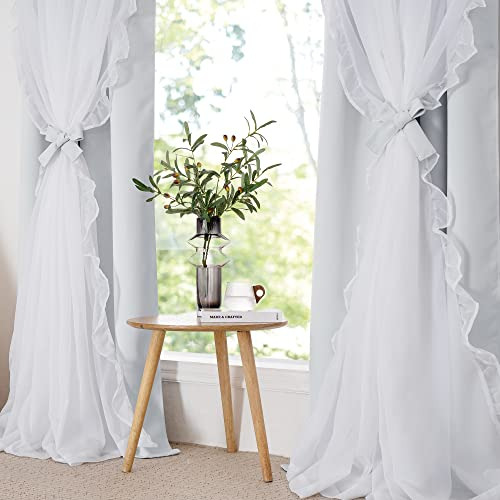 Cortinas Shabby Chic De Doble Capa Para Dormitorio 132x213 C