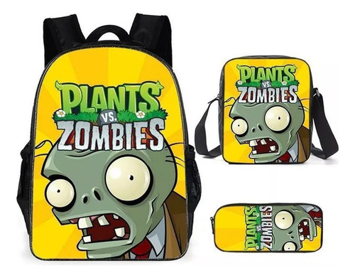 Plantas Vs. Zombies Con Mochila+ Bolsa (hombro+lápiz3pcs