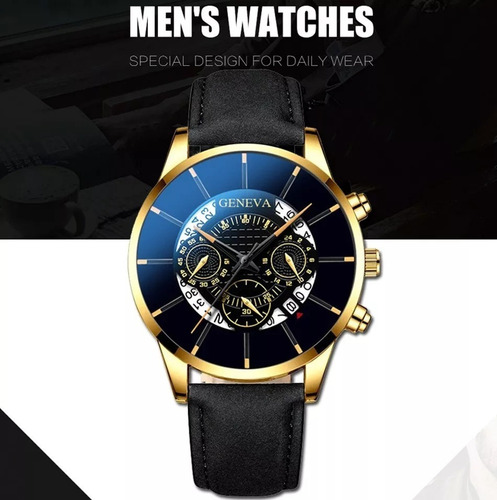 Reloj Genova Ilusion Of Time Cuero Hombre Envio Gratis Negro