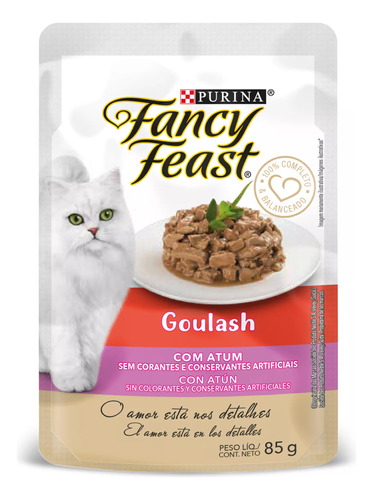 Alimento Húmedo Gato Fancy Feast Goulash Atún Pouch 5 X 85g