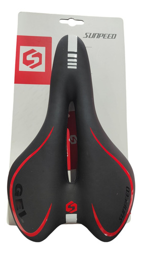 Asiento Bicicleta Sunpeed Snk1013a-2 Negro Con Rojo 28.5 Cm 16 Cm
