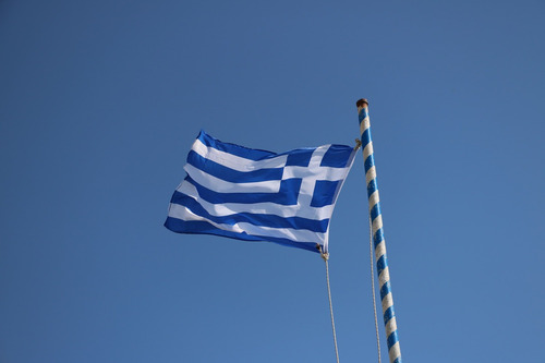 Imagen 1 de 1 de Greece-flag-santorini-greece Fotografia