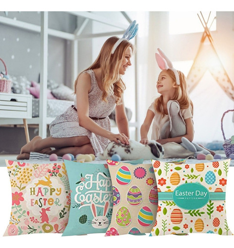 Fundas De Almohada Estampado De Pascua Funda Cojín De Sofá