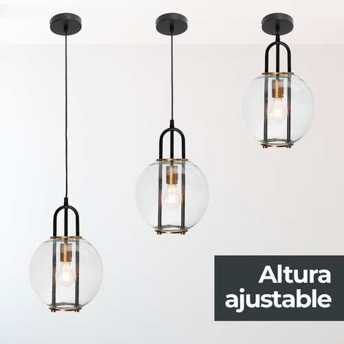 Imagen 7 de 8 de Lámpara Colgante Moderno Negro Bronce 60w E27 1 Luz