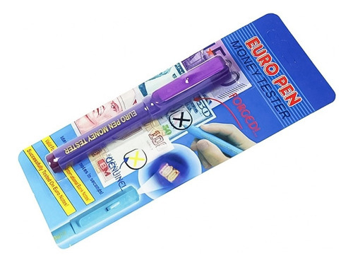 Lápis detector de notas falsas, luz UV, dólares e pesos, cor roxa