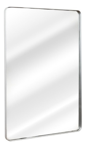 Espelho Retangular 70x50 Moldura Metal Banheiro Quarto Sala Moldura Prata