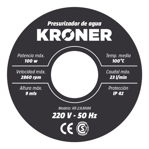 Imagen 6 de 10 de Bomba Presurizadora Elev 9 Mt ! 2 Baños 23 L/m Kroner C/válv
