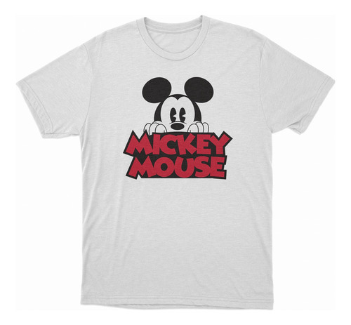 Remera Mickey Mouse Asomandose Color Blanca