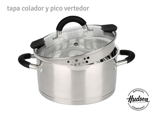 Bateria De Acero Inoxidable Tapa Colador Hudson 6 Piezas Ofi Plateado
