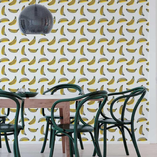 Imagem 1 de 6 de Papel De Parede Adesivo Banana Minimalista N05013 Rolo De 0,