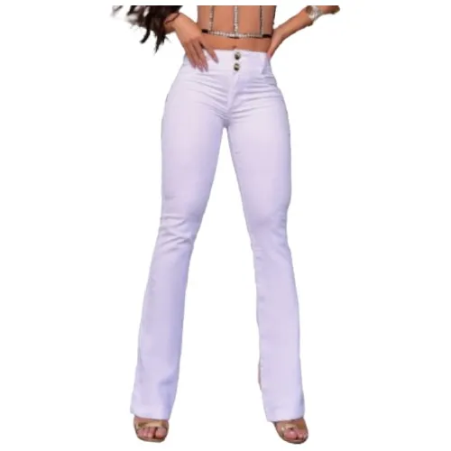 Calça branca boca best sale larga
