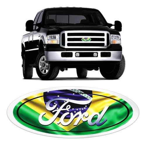 Adesivo Cromado Grade F-250 Oval Ford Bandeira Brasil