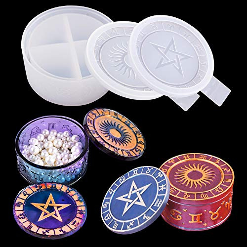 Star Sign Storage Box Resin Mold With 2pcs Lid Mold Silicone