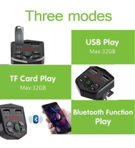 Imagen 10 de 10 de Transmisor Fm Bluetooth 5.0/ 3,1 A / 2x Usb