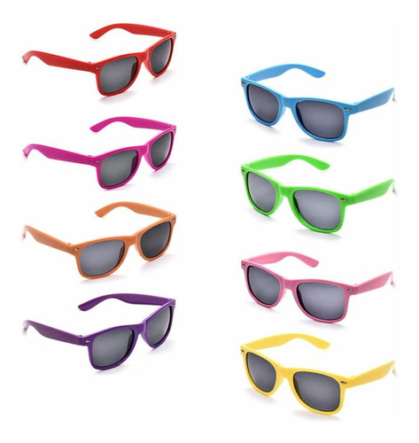 Paquete De 8 Lentes De Sol Unisex De Colores Neón Para Niños