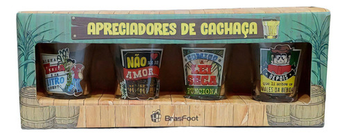 Conjunto 4 Copos De Dose Shot Cachaça Caipira 60ml Brasfoot