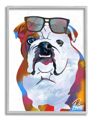 Stupell Industries Colorful American Bulldog Portrait Elegan