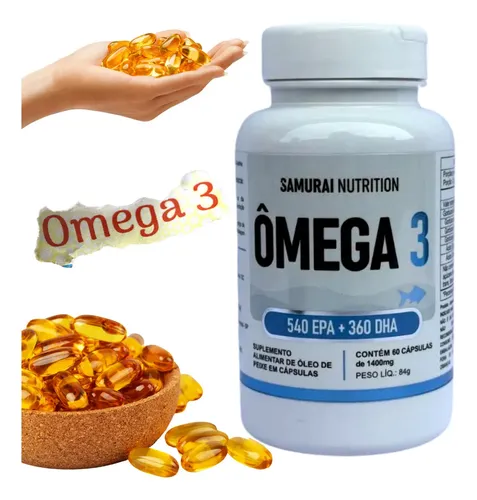 Omega 3 Samurai Nutrition Com 60 Cápsulas EPA 540mg DHA 360mg