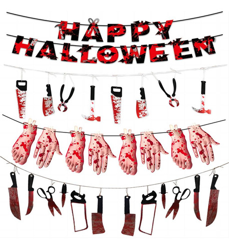 Halloween Fiesta Decoración Kits De Sangre Cuchillo 4 Tiras