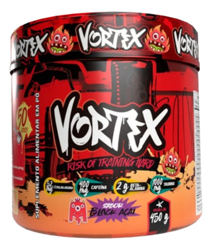 Vortex Pré Treino 450g Beta Alanina Cafeína Taurina Sabor Black Açai