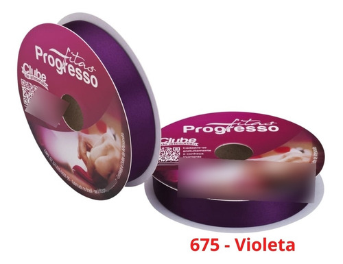 Fita Cetim Nº5 22 Mm Rolo Com 50 Metros Progresso Cor 675 - Violeta