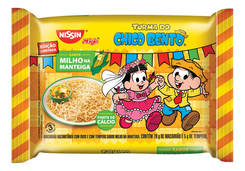 Macarrão Instantâneo Milho na Manteiga Turma do Chico Bento Nissin Miojo Pacote 75g