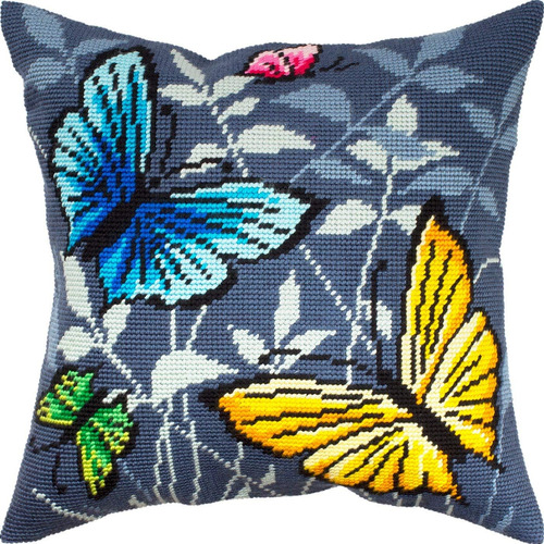 Mariposas Noche. Kit De Punto De Aguja. Cojín De 16×1...