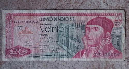 Billete 20 Pesos. Mexicanos 1977