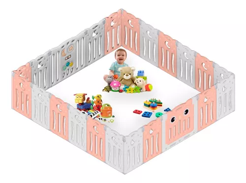 LZQ Parque infantil plegable para bebé, parque infantil de plástico, con  puerta y tablero de juguetes, plegable, 14 paneles : : Bebé