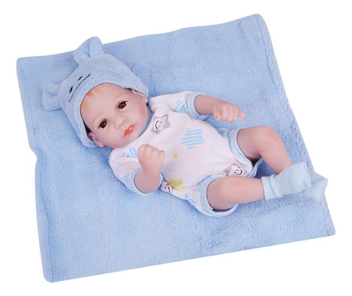 Muñeca Bebé Reborn De Silicona 28cm Para Niños Azul Azul