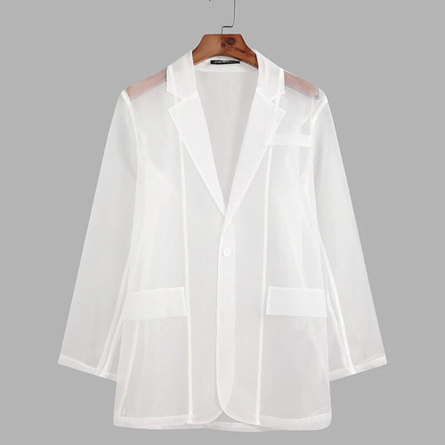 Chaquetas Casuales De Malla Con Solapa Transparente Para Hom