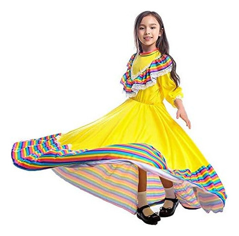 Disfraz De Señorita Mexicana Para Niña, Vestidos Tradicional
