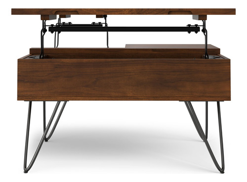 Mesa Auxiliar Cuadrada Industrial 80 Cm Nogal Sala Estar