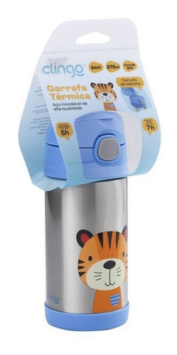 Imagem 4 de 9 de Garrafa Térmica Infantil Inox 270ml Livre De Bpa Clingo