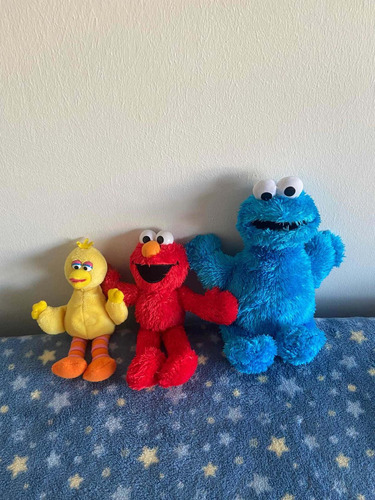 Set Peluches Plaza Sesamo Elmo Come Galletas Big Bird Usados