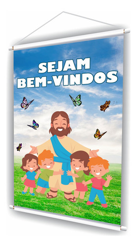 Banner Faixa Placa Sejam Bem-vindos Cristão Catequese