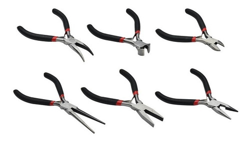 Jgo Pinza Mini 6 Pzas Alicates De Punta Corte Curva Forceps
