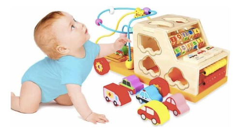 Bus Didáctico Multifuncional Madera Montessori Niños Juguete