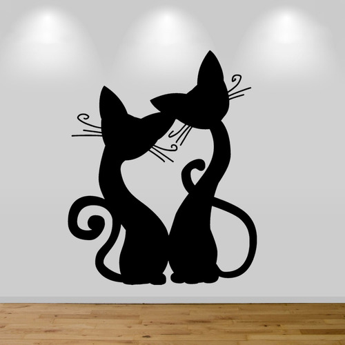 Adesivo De Parede - Gatos Cat Amor Love Pets Namorados Pets