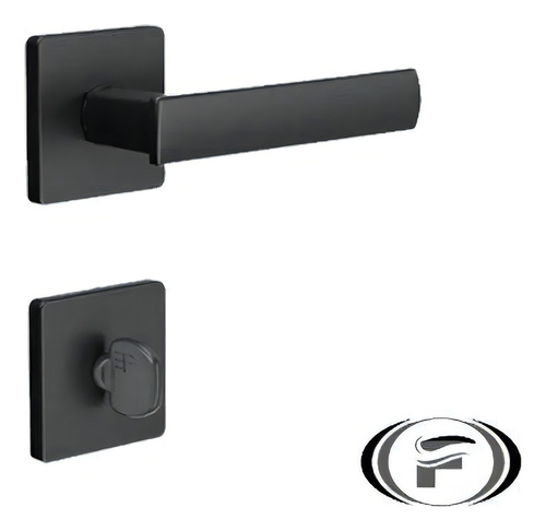Fechadura Design Banheiro Roseta Quadrada 55mm Preto Fosco 841B817PF 3F