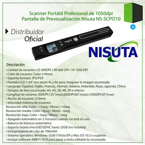 Scanner Portatil 1050dpi Nisuta Ns-scpo10