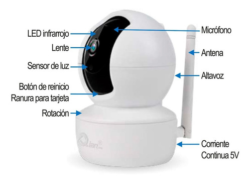 Imagen 3 de 3 de Camara De Seguridad Qian Qcy-62401 Mini Inalamb 1080p Infrar