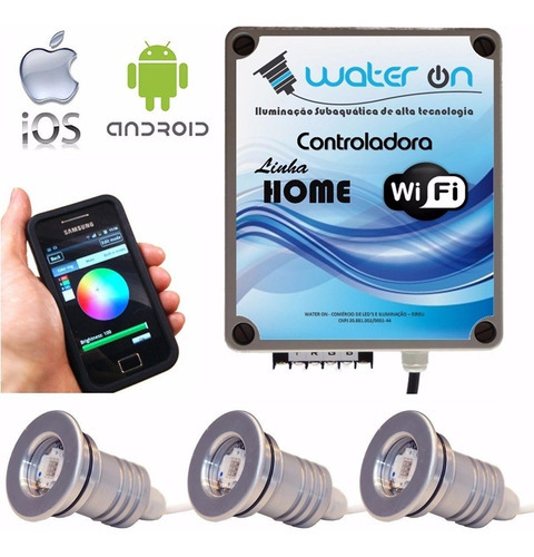 Kit Iluminação Piscina 3 Refletores 12w Led + Controle Wifi Cor da luz RGB multicolorido 110V/220V