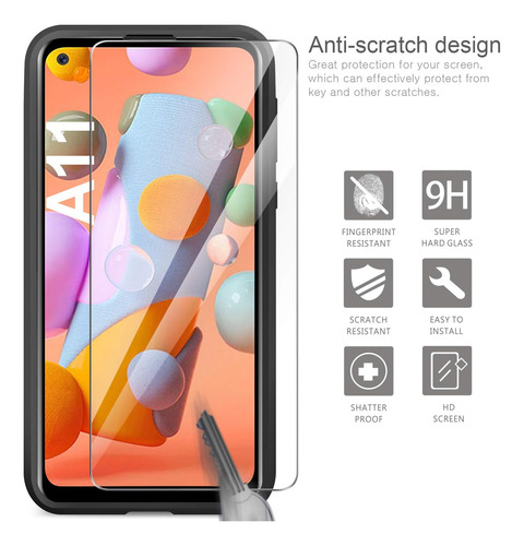 Funda Uso Rudo Carcasa Para Samsung Galaxy A11/m11 +mica Negro Samsung Galaxy A11/m11