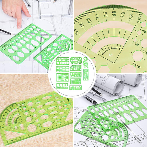 Plantilla De Regla De Medición De Papelería De Plástico Verd