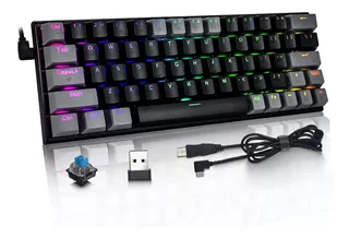 Teclado Gamer Mecánico Inalámbrico 60% Con Bluetooth Y Rgb